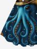Octopus Hat Leaf Branch Print Plus Size Matching Hawaii Beach Outfit For Couples -  