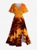 Coconut Tree Ombre Sky Print Plus Size Matching Hawaii Beach Outfit For Couples -  