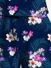 Ensemble hawaïen assorti chemise et barboteuse grande taille, tenue de plage à imprimé feuilles tropicales et hibiscus pour couples - Bleu de Minuit 