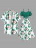 Hibiscus Flowers Tropical Leaf Print Plus Size Matching Hawaii Beach Outfit For Couples -  