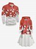 Plus Size Christmas Snowman Snowflake Cable Knit 3D Print Lace Up Drawstring Hoodie Dress -  