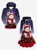 Plus Size Christmas Snowman Snowflake Flowers Ball Print Lace Up Drawstring Hoodie Dress -  