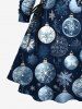 Plus Size Christmas Ball Snowflake Print Lace Up Drawstring Hoodie Dress -  