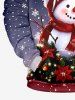 Plus Size Christmas Snowman Snowflake Flowers Ball Print Pocket Drawstring Hoodie For Men -  