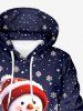 Plus Size Christmas Snowman Snowflake Flowers Ball Print Pocket Drawstring Hoodie For Men -  