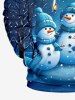 Plus Size Christmas Snowman Snowflake Print Pocket Drawstring Hoodie For Men -  