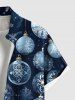 Chemise à boutons et poches pour homme, grande taille, imprimé de boules de Noël et de flocons de neige - Bleu 4XL