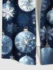 Chemise à boutons et poches pour homme, grande taille, imprimé de boules de Noël et de flocons de neige - Bleu 4XL