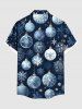 Chemise à boutons et poches pour homme, grande taille, imprimé de boules de Noël et de flocons de neige - Bleu 4XL