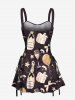 Party New Years Eve Gift Balloon Bowknot Wine Print Lace Up A Line Dress - Noir L