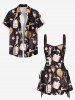 Party New Years Eve Gift Balloon Bowknot Wine Print Lace Up A Line Dress - Noir L