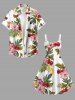 Robe trapèze hawaïenne à imprimé floral tropical et feuilles d'hibiscus grande taille - Blanc 6X