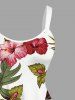 Robe trapèze hawaïenne à imprimé floral tropical et feuilles d'hibiscus grande taille - Blanc 6X