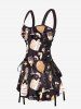 Party New Years Eve Gift Balloon Bowknot Wine Print Lace Up A Line Dress -  