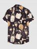 Chemise grande taille pour homme, motif ballons, nœud papillon et imprimé vin, poche boutonnée, idéale pour les fêtes du Nouvel An. - Noir XL