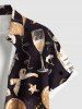 Chemise grande taille pour homme, motif ballons, nœud papillon et imprimé vin, poche boutonnée, idéale pour les fêtes du Nouvel An. - Noir XL