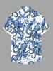 Plus Size Hibiscus Flower Octopus Print Hawaii Button Pocket Shirt For Men -  