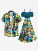 Plus Size Coconut Tree Sea Shell Flower Print Hawaii Split A Line Skirt -  