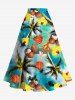 Plus Size Coconut Tree Sea Shell Flower Print Hawaii Split A Line Skirt -  