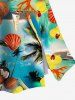 Plus Size Coconut Tree Sea Shell Flower Print Hawaii Split A Line Skirt -  