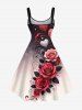 Robe trapèze grande taille à imprimé ombré rose et cœur pour la Saint-Valentin - Noir S