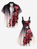 Robe trapèze grande taille à imprimé ombré rose et cœur pour la Saint-Valentin - Noir S
