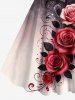 Plus Size Rose Flower Heart Dip Dye Ombre Print Valentines A Line Dress -  