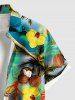 Plus Size Coconut Tree Sea Shell Flower Print Hawaii Button Pocket Shirt For Men -  