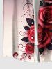 Plus Size Rose Flower Heart Dip Dye Ombre Print Valentines Button Pocket Shirt For Men -  