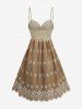 Flower Embroidery Striped Crossover A Line Cami Dress -  