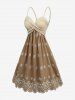 Flower Embroidery Striped Crossover A Line Cami Dress -  