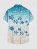 Plus Size Sea Turtle Sea Ripple Print Buttons Pocket Hawaii Shirt For Men -  