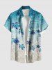 Plus Size Sea Turtle Sea Ripple Print Buttons Pocket Hawaii Shirt For Men -  