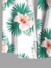 Plus Size Hibiscus Flowers Tropical Leaf Print Buttons Pocket Hawaii Shirt For Men -  
