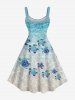 Robe débardeur hawaïenne à imprimé tortues marines et vagues, grande taille - Bleu Ciel M