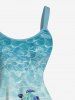 Robe débardeur hawaïenne à imprimé tortues marines et vagues, grande taille - Bleu Ciel M