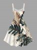 Plus Size Tropical Leaf Print Hawaii Tank Dress - Blanc S