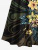 Plus Size Hibiscus Flowers Tropical Leaf Print Cold Shoulder Crisscross Hawaii Maxi Dress -  