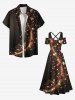 Robe longue à épaules dénudées et bretelles croisées, imprimé 3D cœurs et étoiles pailletés, grande taille, pour la Saint-Valentin - Noir S