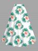 Plus Size Hibiscus Flowers Tropical Leaf Print Split Hawaii Skirt -  