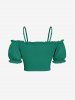 Plus Size Cinched Ruched Ruffles Cold Shoulder Cami Top -  