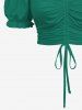 Plus Size Cinched Ruched Ruffles Cold Shoulder Cami Top -  