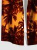 Plus Size Coconut Tree Ombre Sky Print Buttons Pocket Hawaii Shirt For Men -  