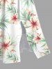 Robe mi-longue fendue hawaïenne à imprimé feuilles tropicales et fleurs d'hibiscus, grande taille - Blanc 4X