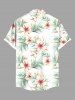 Plus Size Hibiscus Flower Tropial Leaf Print Buttons Pocket Hawaii Shirt For Men - Blanc XL
