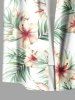 Plus Size Hibiscus Flower Tropial Leaf Print Buttons Pocket Hawaii Shirt For Men - Blanc XL