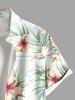 Plus Size Hibiscus Flower Tropial Leaf Print Buttons Pocket Hawaii Shirt For Men - Blanc XL
