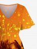 Robe mi-longue fendue hawaïenne à imprimé ombré ciel et cocotiers grande taille - Orange 4X