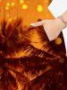 Robe mi-longue fendue hawaïenne à imprimé ombré ciel et cocotiers grande taille - Orange 4X