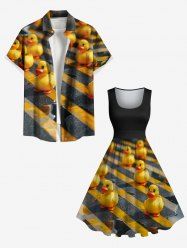 Ducks Road Print Plus Size Matching Hawaii Beach Outfit For Couples -  